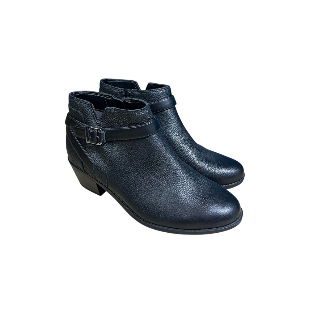 Vionic Farrah Black Leather Ankle Boots Womens Size 8W Waterproof Casual Classic